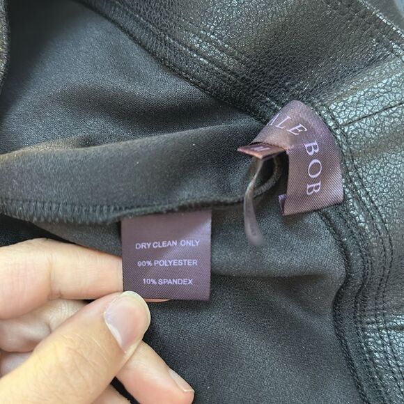 HALE BOB FAUX LEATHER TEXTURED HIGH RISE LEGGINGS BLACK M - Picture 6 of 6